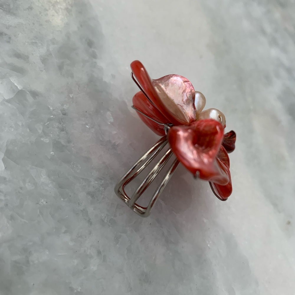 Pink flower ring - Picture 5 of 7
